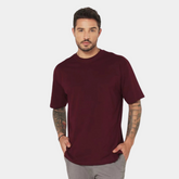 Camisa Básica Oversized Streetwear Masculina Vinho 