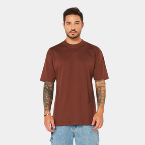 Camisa Básica Oversized Streetwear Masculina Marrom 