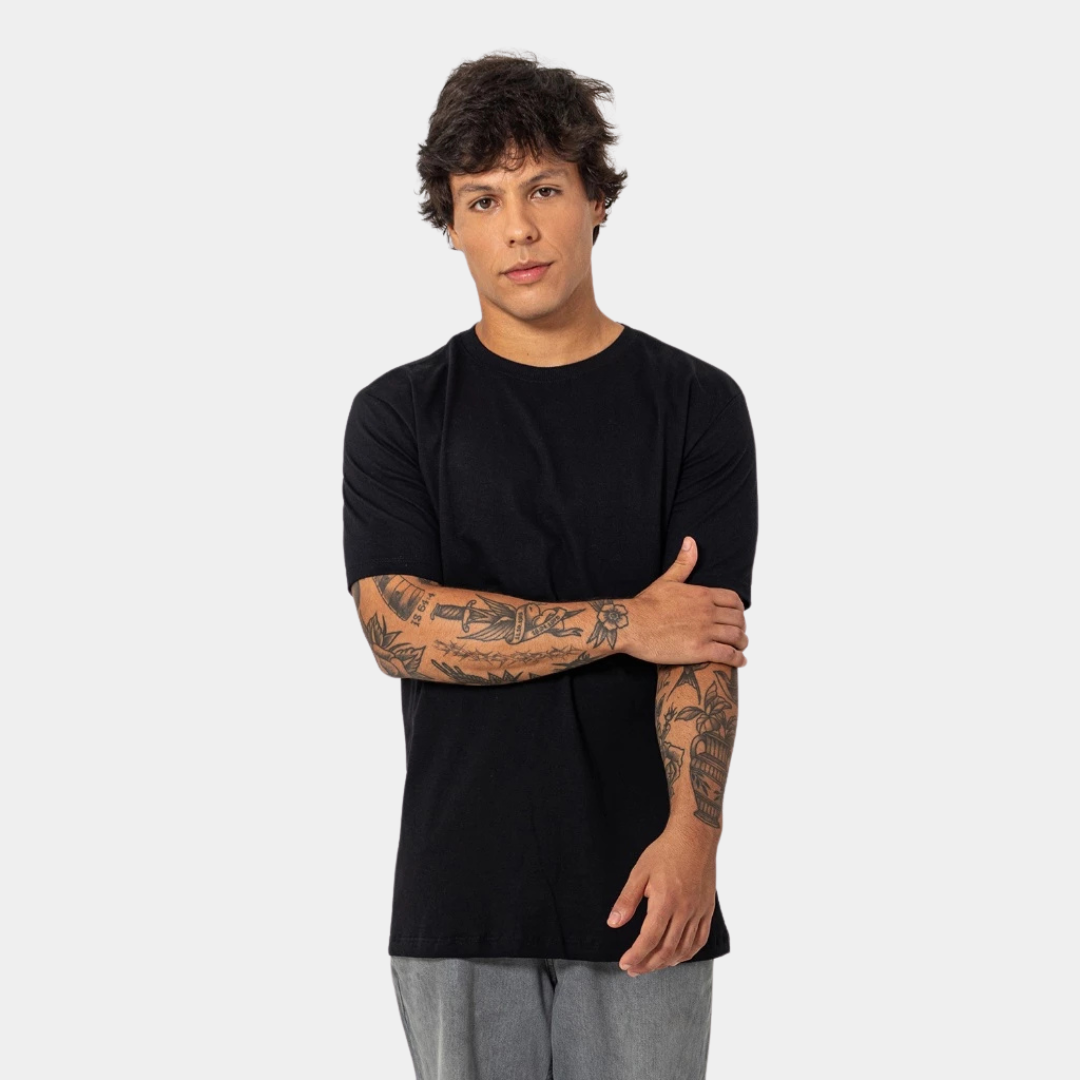 Camisa Masculina Básica Casual Preta 